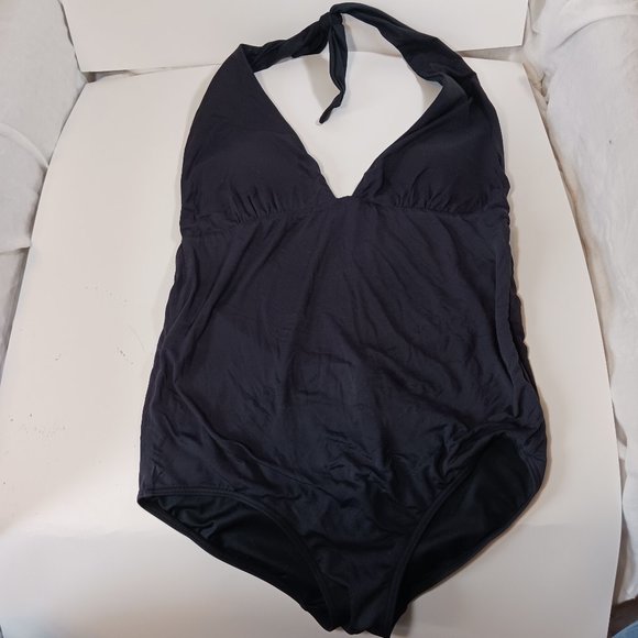 BluMoss Luxury One-Piece Swimwear Villa Classic Halter Maillot Navy Size Small - Picture 1 of 15